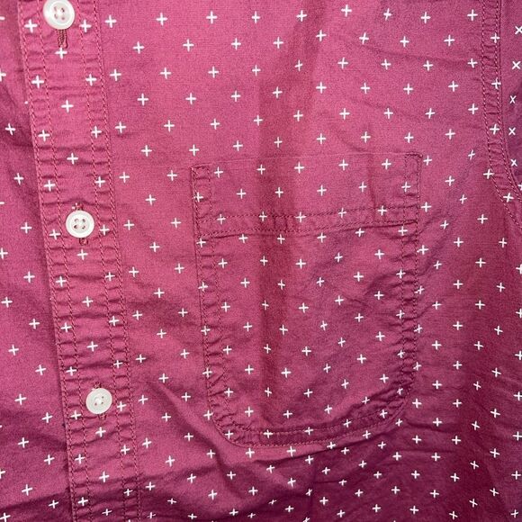 American Eagle Men Micro Dot Button-Up Resort Short Sleeve Shirt Size Small - Picture 2 of 6